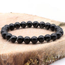 KUGELARMBAND Schwarzer Obsidian I Größe M