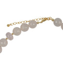 Collier mit rosa Chalcedon Kugeln facettiert, vergoldet, Verlängerungskettchen