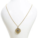 Gold-Edelstahl-Halskette mit Anhängermotiv Sonne Lapis Lazuli Stein