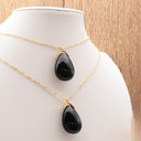 Halskette mit Anhänger Obsidian schwarz