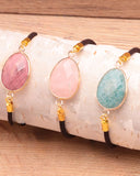 Armband mit ovalem Stein-Medaillon  I verstellbar - 4 Varianten