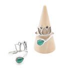 SILBERRING mit Malachit Stein - verstellbares Modell